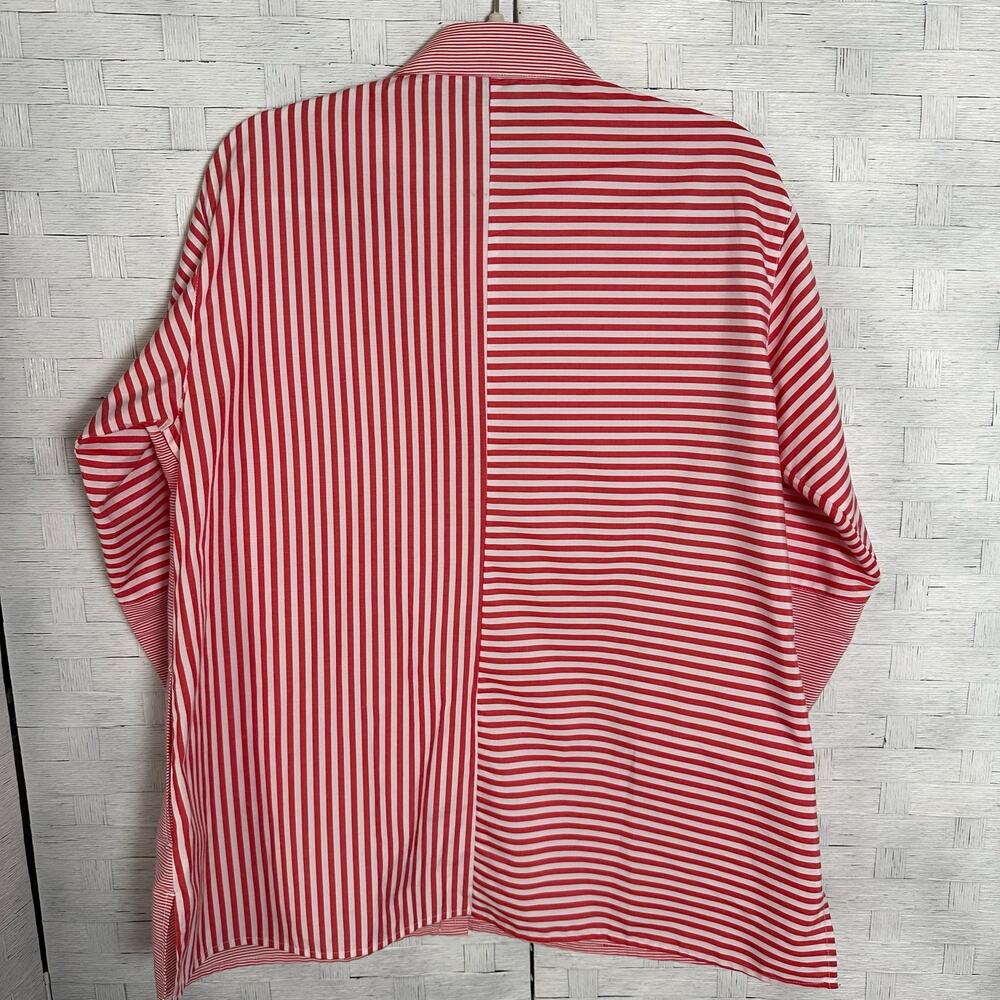 Multiples Striped Blouse Red White Unique Buttons… - image 2